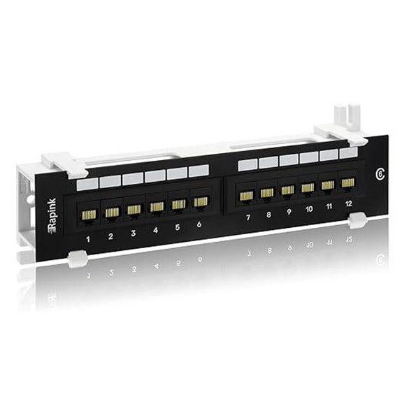 Rapink 12-Port Cat6 Patch Panel Wallmount 10G Support