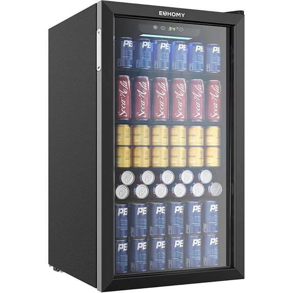 EUHOMY Beverage Cooler 130 Can Mini Fridge with Glass Door