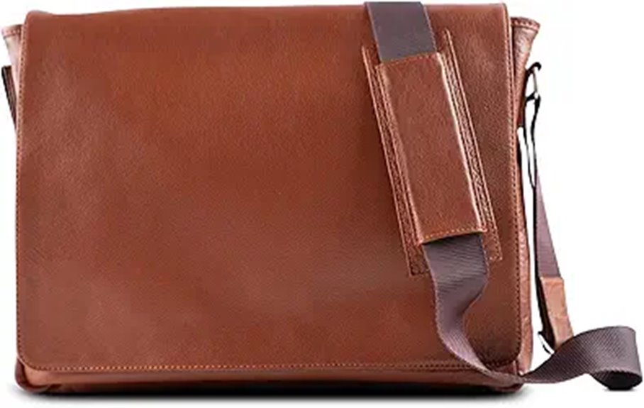 15-Inch Leather Messenger Bag for Men and Women