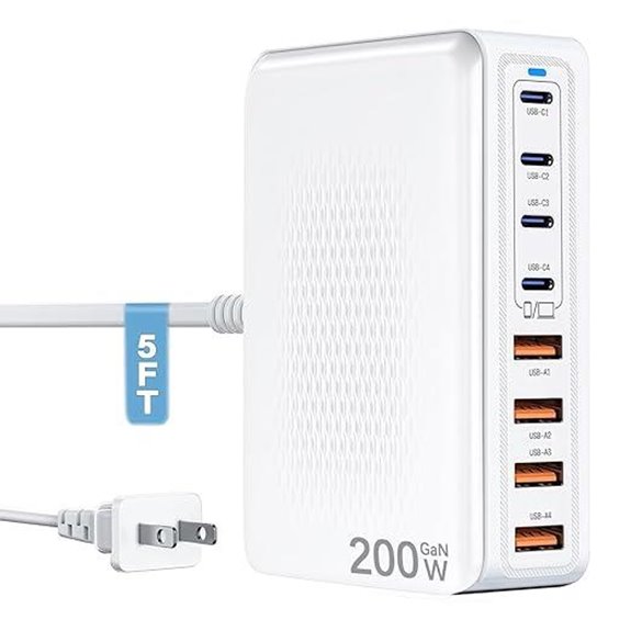 USB-C 200W GaN Charging Hub for Multiple Devices