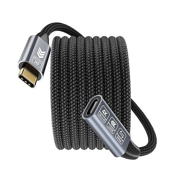 USB C Extension Cable 20FT 100W 4K Video Nylon Braided