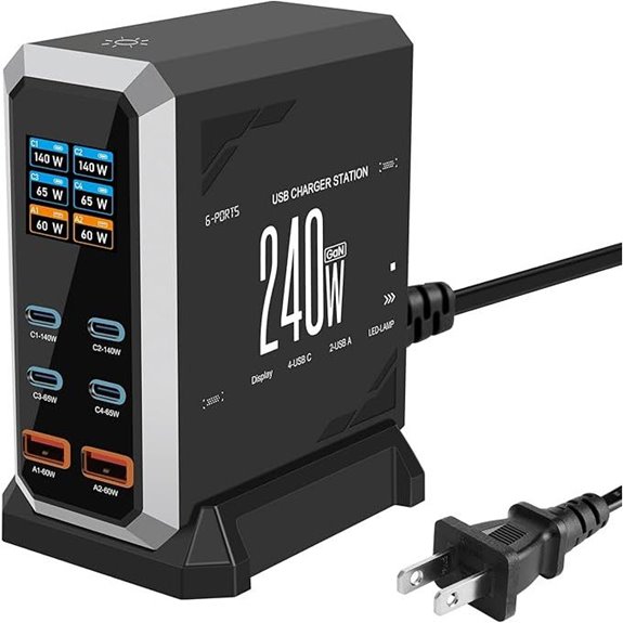USB-C 240W GaN Charger Station with Touch Display