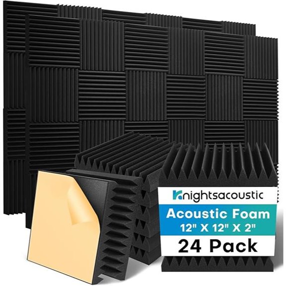 24 Pack Acoustic Foam Panels with Self Adhesive