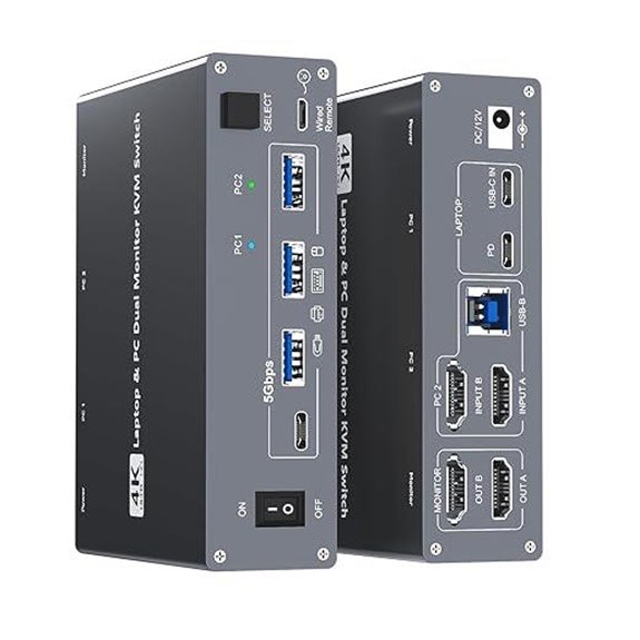 4K USB-C KVM Switch with Dual Monitors