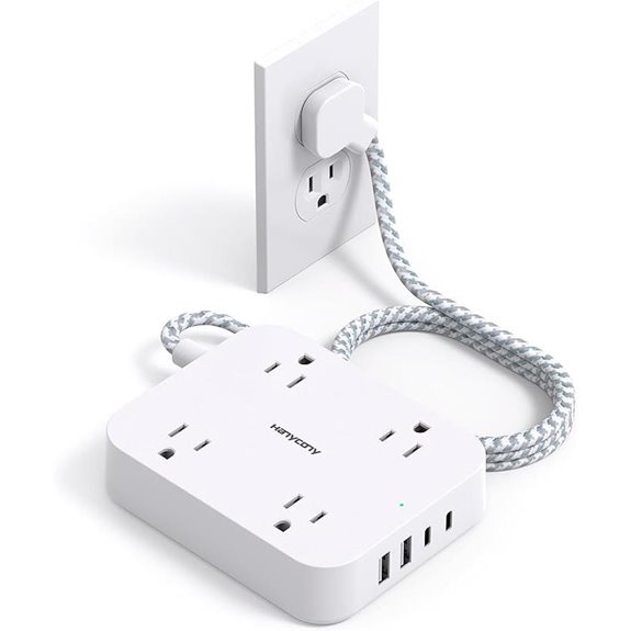 HANYCONY 5ft Power Strip with USB and Outlets