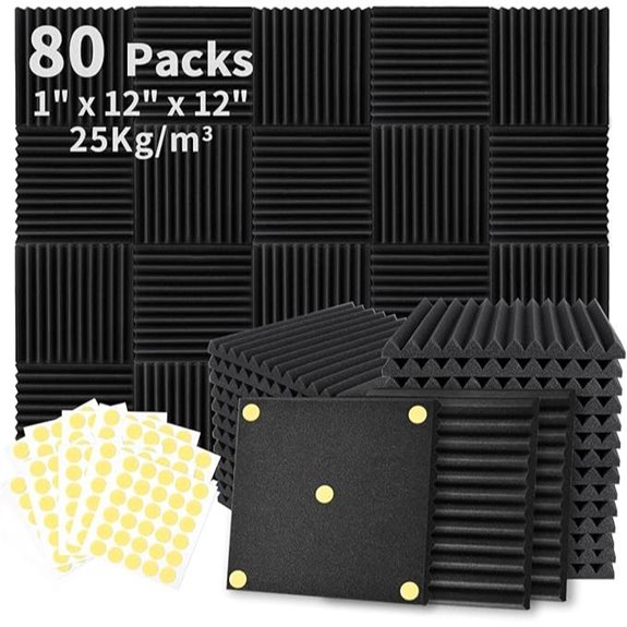 Focusound 80 Pack Acoustic Foam Panels with Adhesive