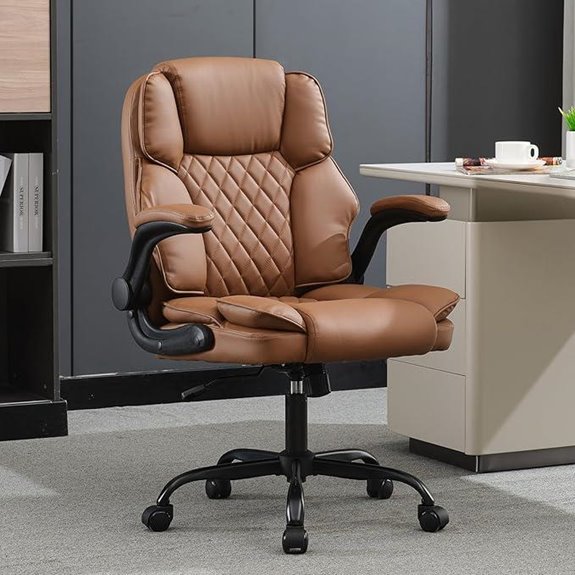Office Desk Chair with Flip-Up Arms and Rocking