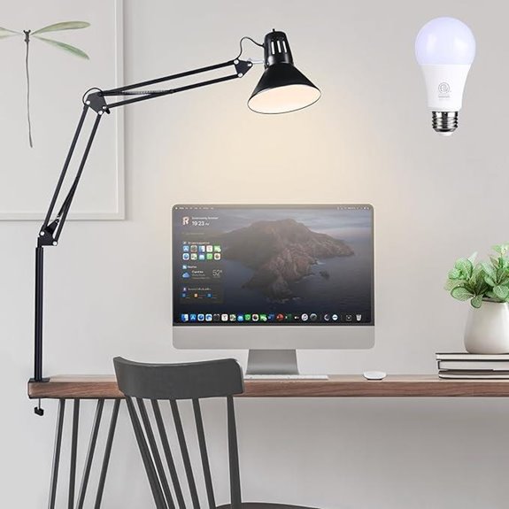 Adjustable Swing Arm Desk Lamp with Clamp