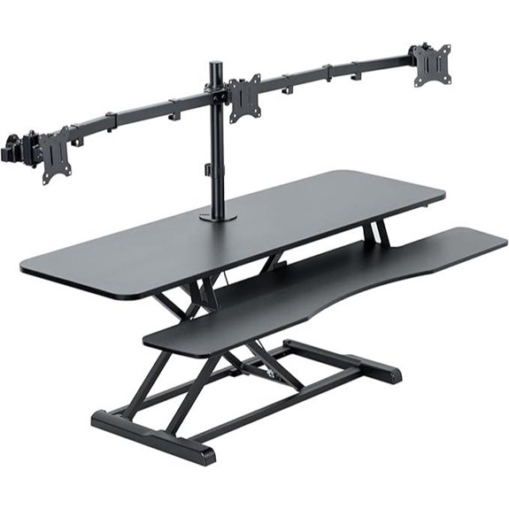 VIVO Adjustable Standing Desk Converter with Triple Mount