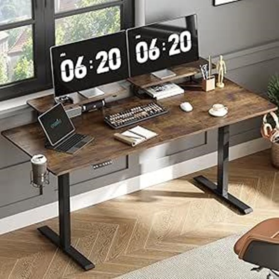 ONBRILL Adjustable Standing Desk with Monitor Shelves