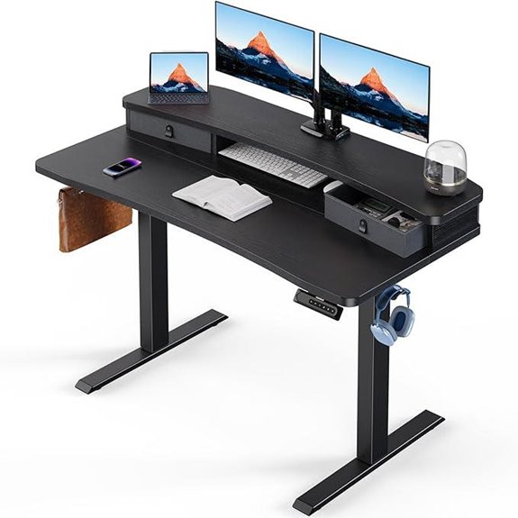 HUANUO Adjustable Standing Desk with Drawers and Hooks