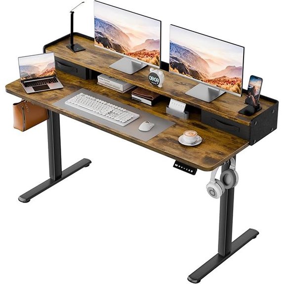 Homall Adjustable Standing Desk with Drawers and Monitor Shelf