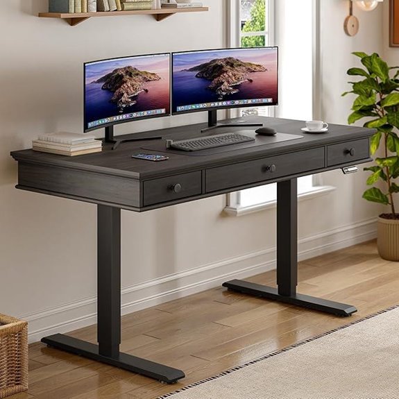 ONBRILL Adjustable Standing Desk with Storage and Outlets