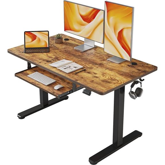FEZIBO Electric Sit-Stand Desk with Keyboard Tray