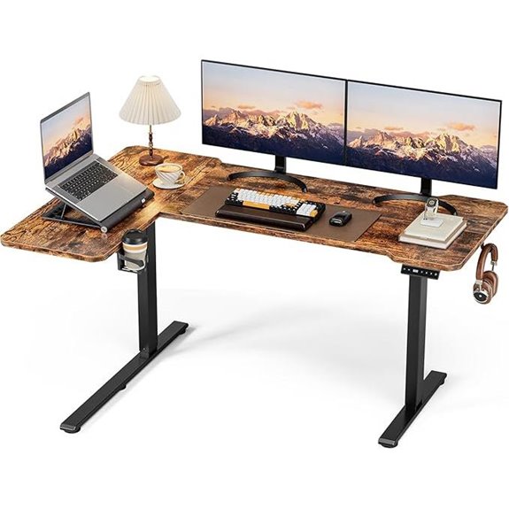 adjustable electric l shaped desk