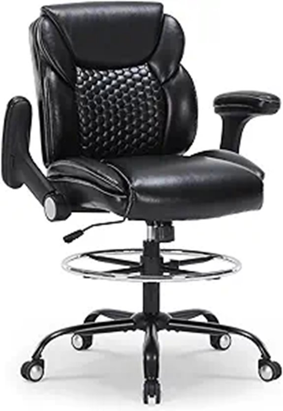 Ergonomic Drafting Chair with Adjustable Armrests and Foot Ring