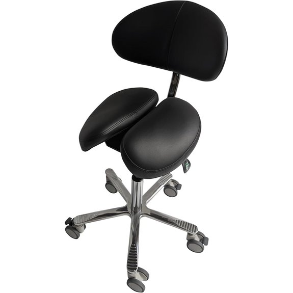Ergonomic Saddle Stool with Lockable Wheels and Back