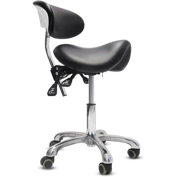 Ergonomic Saddle Stool with Wheels and Back Support