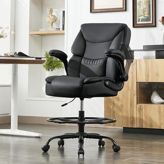 Drafting Chair with Flip-up Arms and Adjustable Height