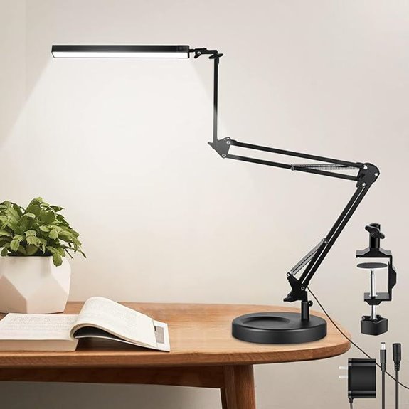 NOEVSBIG LED Clamp Desk Lamp with Swing Arm