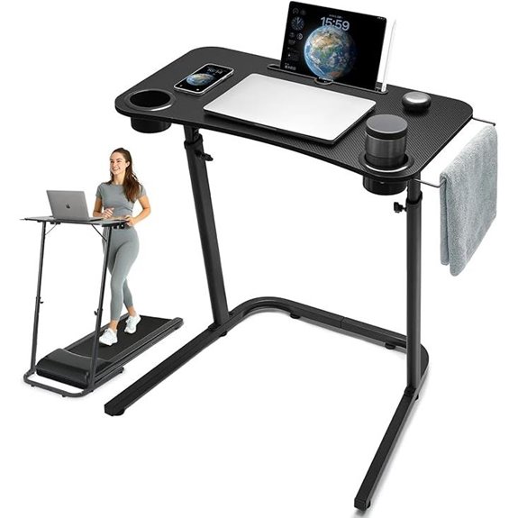 Treadmill Desk with Adjustable Height and Portability