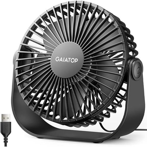 Gaiatop USB Desk Fan with 3 Speeds and Rotation