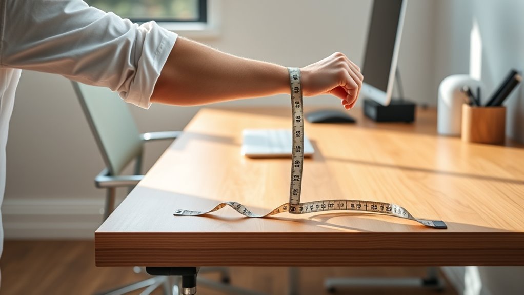 align elbows with desk