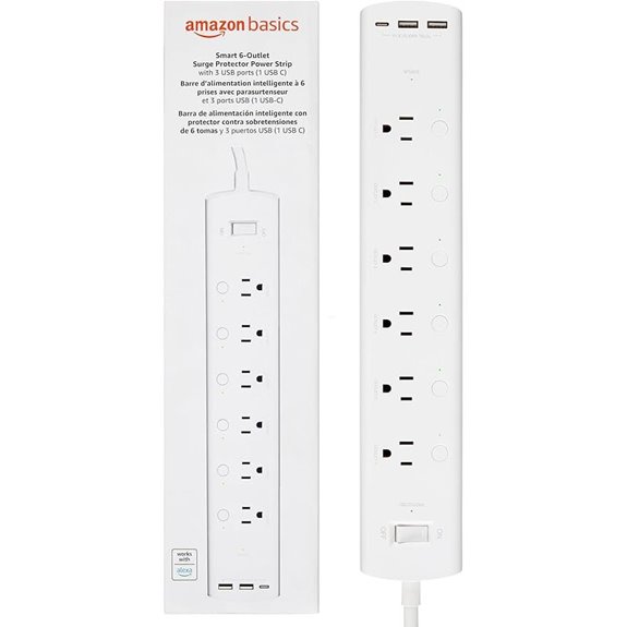 Amazon Basics Smart Power Strip with 6 Outlets and USB
