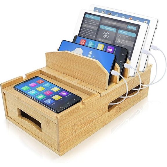 ZOOFOX Bamboo Multi-Device Charging Station with Drawer