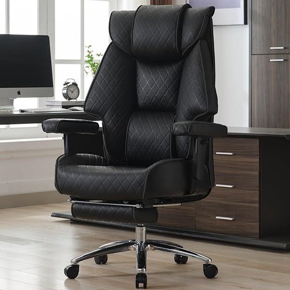 Big & Tall Office Chair with Footrest Ergonomic Black