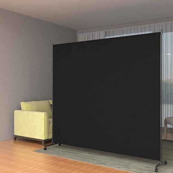 Single Panel Room Divider with Casters (Black 6ft x 6ft)