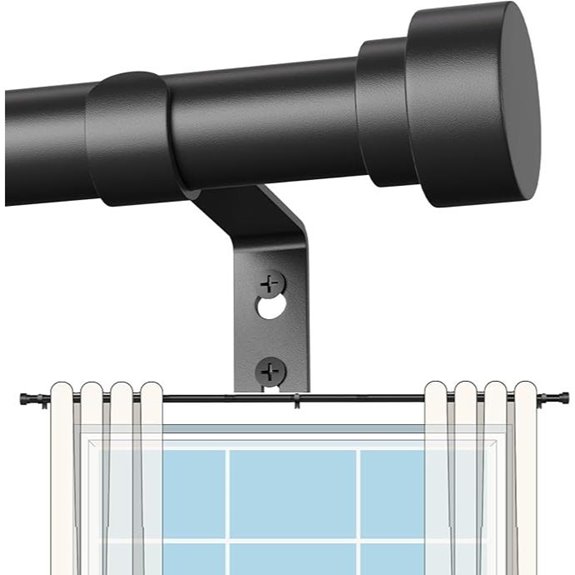 Black Adjustable Curtain Rods for Windows