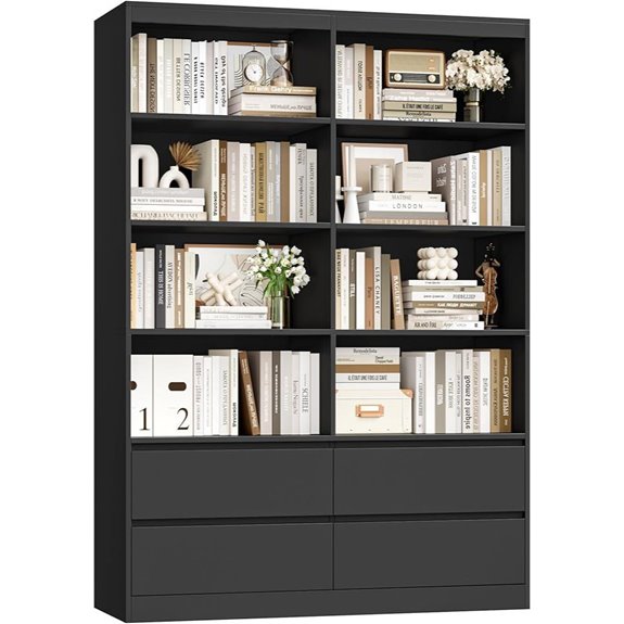 Finetones 71 Black Bookshelf with Drawers