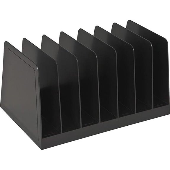 Desktop File Organizer with 7 Compartments Black