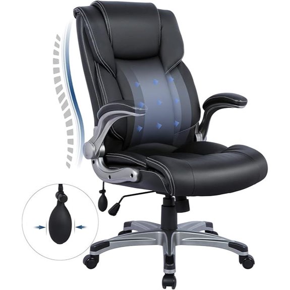 COLAMY Ergonomic Black Office Chair with Flip-up Arms