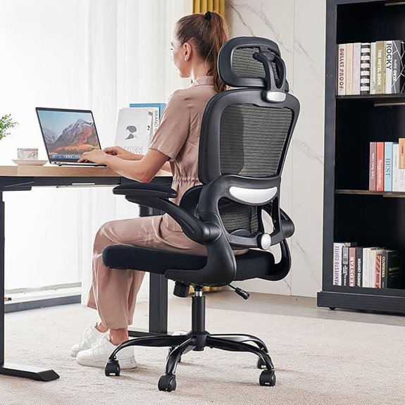 Ergonomic Office Chair with Wheels High Back Black