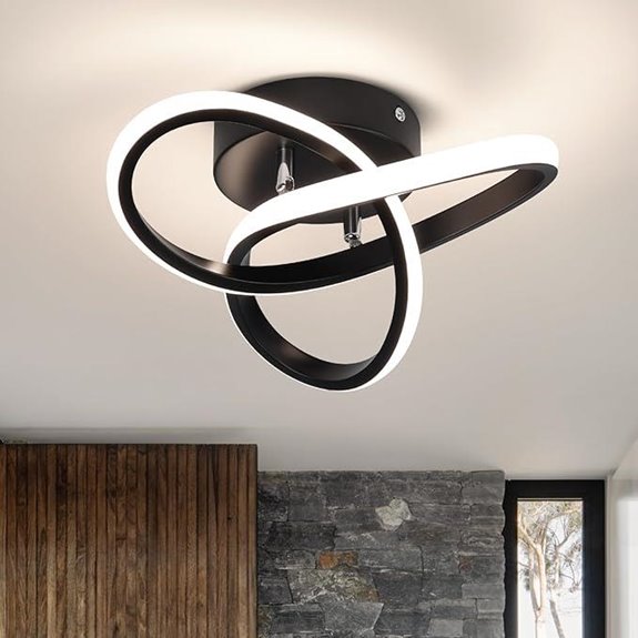 Modern LED Ceiling Light Fixture Black 4500K