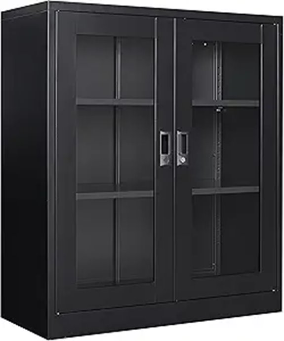SISESOL Black Metal Storage Cabinet with Lock