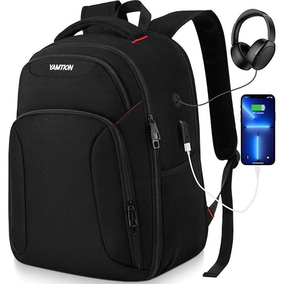Black TSA Travel Laptop Backpack with USB Charging