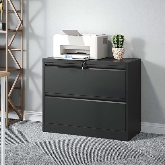 2-Drawer Locking Lateral File Cabinet Black