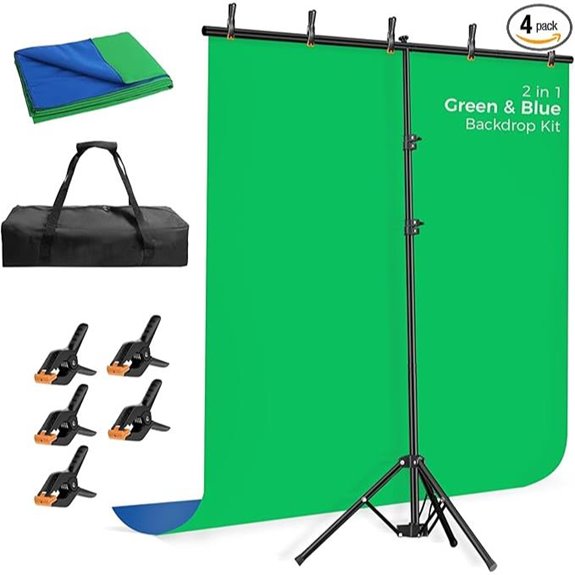 EMART Blue-Green Reversible Backdrop Kit with Stand