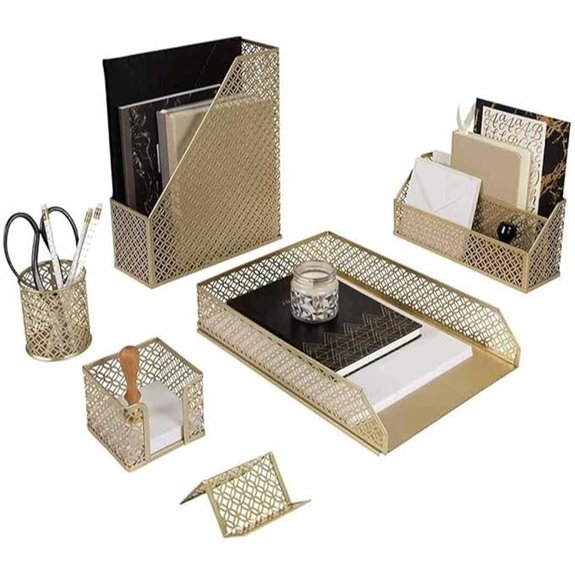 BLU Monaco Gold Desk Organizer Set with Accessories