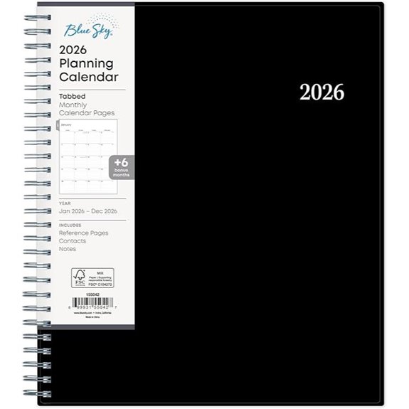 Blue Sky 2026 Monthly Planner Calendar (Jan-Dec)