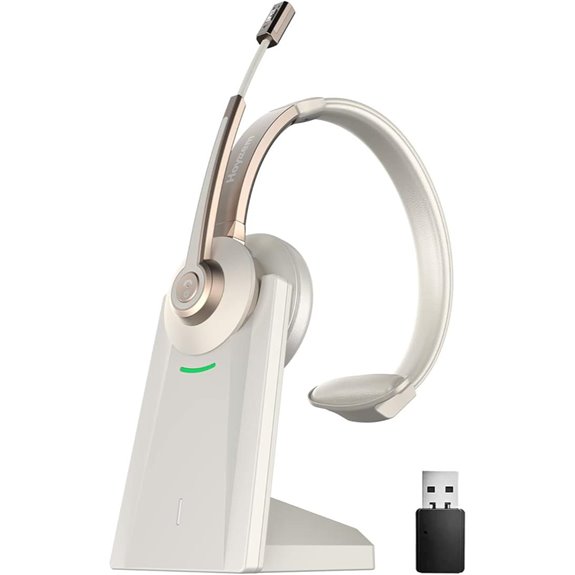 Wireless Bluetooth Headset with Microphone and Charging Dock