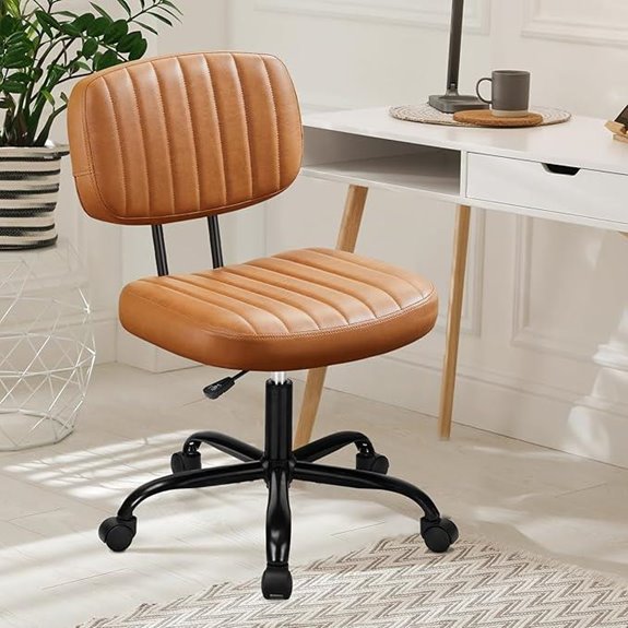 DUMOS Armless Office Desk Chair Brown