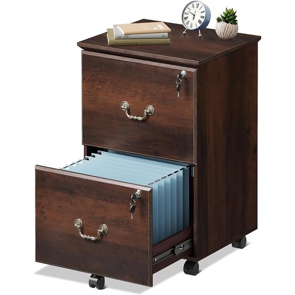 DEVAISE 2-Drawer Locking File Cabinet Brown Oak