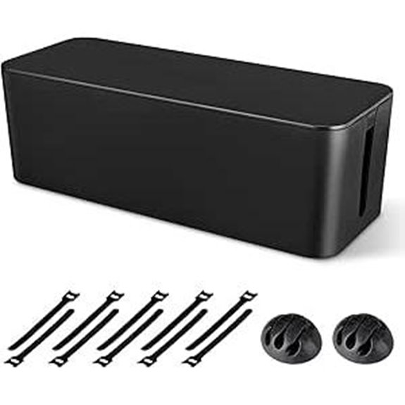 Cable Management Box with Cable Clips and Ties