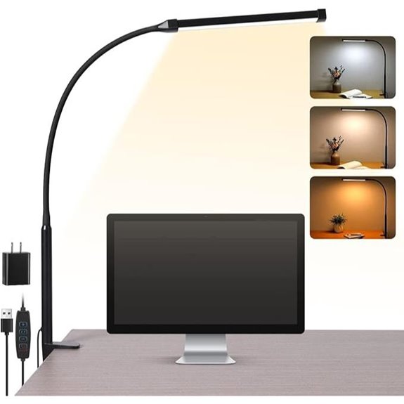 LED Desk Lamp with Clamp and USB Adapter