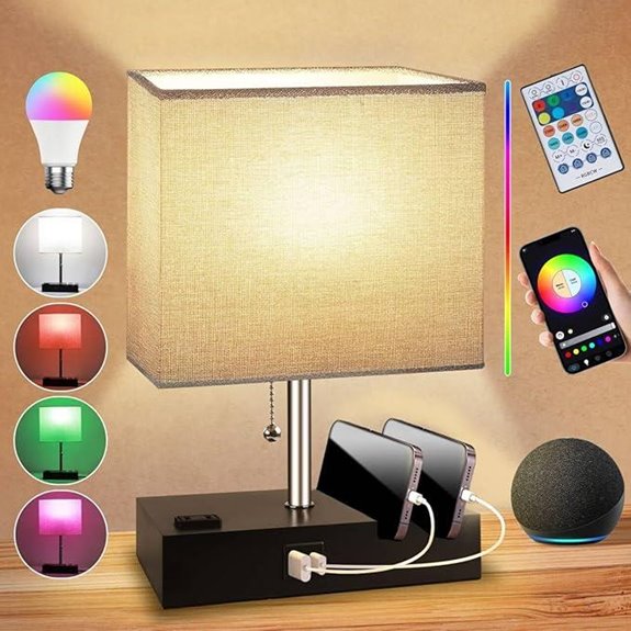Smart RGB Dimmable Table Lamp with Charging & Alexa