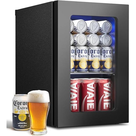 Mini Beverage Cooler with Reversible Glass Door